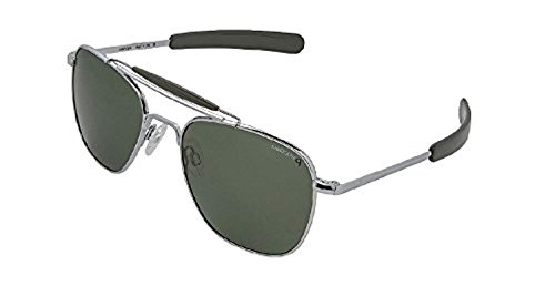 Randolph Aviator Bright Chrome Bayonet Temple AGX (Slight Green Tint) Polarized Sunglasses (55mm)