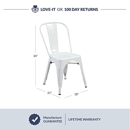 BELLEZE Metal Dining Chairs Set Of 4, Stackable Metal Chairs Industrial