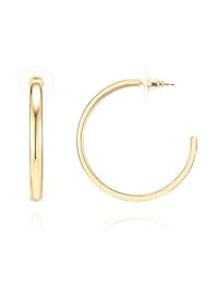 PAVOI - Pendientes de aro chapados en oro de 14 quilates, borde plano ancho, 1.575 in