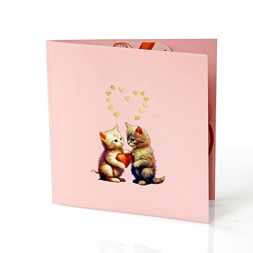 CUTPOPUP Cute Cat Couple – Anniversary Card, 3D Birthday Card, Wedding Greeting Card, Gift Card, Original Gifts for Women (Cute Cat Couple) US8-AN151ES