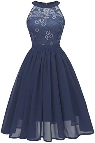 Kalin L Women Crochet Half Sleeve Lace Top Chiffon Wedding Bridesmaid Gown Prom Dress