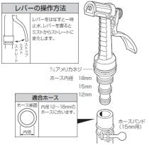 三栄水栓 【レバーノズル】 適合ホース内径12~18mm PN52