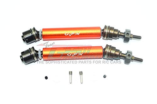 GPM Traxxas Rustler 4X4 VXL (67076-4) Upgrade Parts Harden Steel #45 Front Axle CVD Drive Shaft with Alloy Body - 1 Pair Set Orange