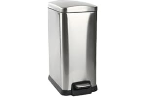 15 Liter Stainless Steel Hands Free Bathroom Trash Can with Durable Foot Pedal and Fingerprint-Proof Finish