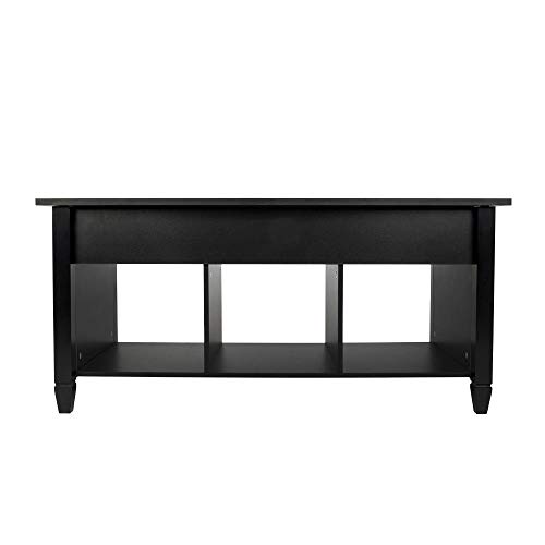 Lift Top Coffee Sugar Tables Tea Desk Foldable Wood Black Convertible Furniture for a Living Room, Dining Room, Bedroom, Office, Reception Room, etc - Thumbnail 5