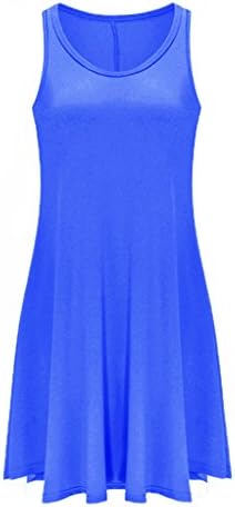 Ladylala Women's Long Sleeve Casual Loose Tunic T-Shirt Party Dress Sleeveless Blue M