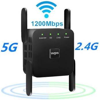 Xiaolizi 2020 New 5 Ghz WiFi Repeater Wireless WiFi Extender 1200Mbps Wi-Fi Amplifier 802.11N Long Range Wi fi Signal Booster 2.4G WiFi Repiter for Home Office,Black,UK