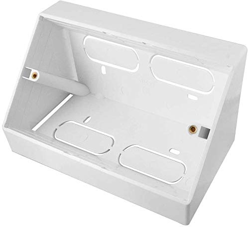 electrosmart White Double 2 Gang Pattress Electrical Back Box 45 Degree Angled Surface Mount for Work Bench etc