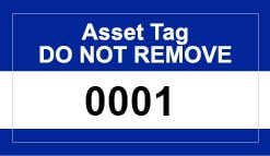 Blue Asset Tag Labels - Numbered 1 to 50 - Permanent Synthetic PP 38mm x 20mm Labels - Price per Pack of 50 Labels (P/NO. 7828638)