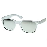zeroUV - Hipster Fashion Flash Color Mirror Lens Horn Rimmed Style Sunglasses (White Series | Mirror)