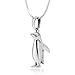 925 Sterling Silver Penguin Bird Animal Lover Pendant Necklace, 18 inch Snake Chain