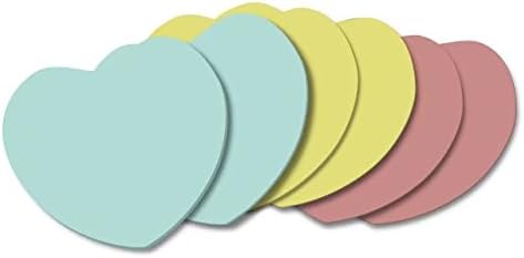 Sticky Notes, Heart Shape Memo Self-Stick Notes, 50 Sheets/Pad 6 Pad / Pack, 3 Colors