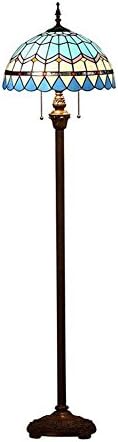 Modern Simple Tiffany-Style Floor Lamp Blue Mediterranean LED Resin Standard Floor Lamp Stained Glass Iron Table Lamp ， E27 (Bulbs Not Included) GJX