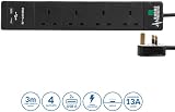 PRO ELEC 4 Way 2 USB Surge Protected Extension Lead Power Strip 5m Black view 2