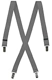 Mens Light Grey Formal Adjustable X-Back Clip On Suspenders