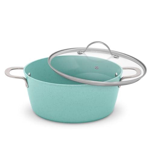 JadeCook Olla Antiadherente de Cerámica Cacerola Base de Inducción con Tapa 28cm Ideal para Cocina