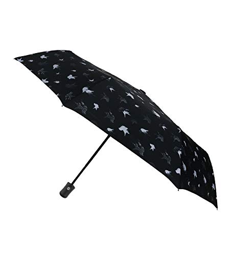 SMATI Compact Folding Umbrella - automatic opening and closing; 8 fiberglass ribs; Windproof; Robust; Diameter=96cm; great classic; Protective cover; Woman’s umbrella; BIRDS design