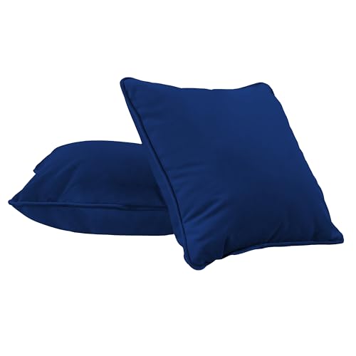 FDP 15" x 15" Velvet Square Pillow Set with Piping; Decorative Throw Pillow for…