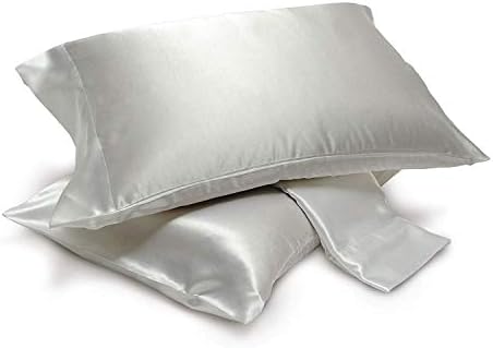 Alexandra DreamHome 4-Piece Super Soft Silky Satin Bed Sheet Set, Multiple Colors (2-pc Pillow Cases (King), Silver)