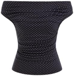 CIDER Tank Tops for Women Polka Dot Boat Neck Ruched Knot Regular
