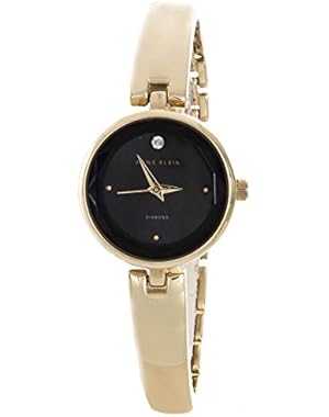 Women's Black Dial Gold Tone Bangle Watch AK/1722BKGB