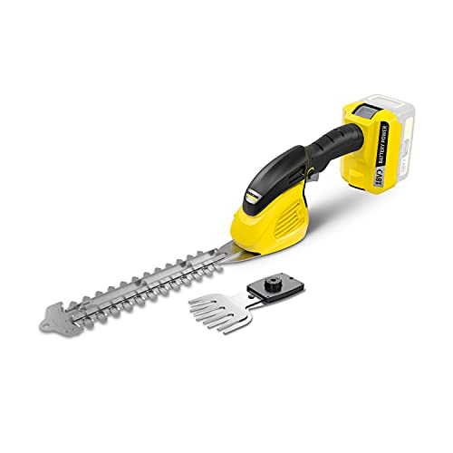 Kärcher 18 V Sculpteur De Végétaux Sans Fil Gsh 18-20, 2 En 1 : Lame pour Sculpter De 12 Cm & Lame pour Tailler De 20 Cm, Puissance : Max. 450-650 M, Nécessite La Batterie Kärcher 18 V, Non Incluse