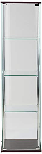 4-Shelf Glass Curio Cabinet Cappuccino and Clear - Thumbnail 3