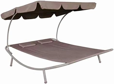 Waxaxe Outdoor Garden Chaise Furniture Double Lounge Bed with Canopy Pillow Day Bed Set