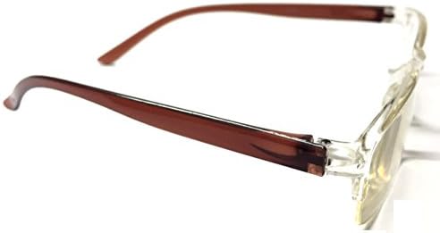 AKSHAJ™ Transparent Half Rim Reading (Near Vision) Glasses - (Brown, 1.25)