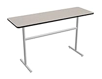 Nomad by Palmer Hamilton ATT422472-GGMSEG Pub Height Fixed Leg Standard Weight Aero T Base Table with Glides, Metallic Silver Frame, Black Edge Guard, Rectangular, 72