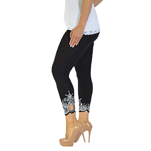 Neartime Women Sport Yogapants, Clearance Print Workout Mid Waist Running Pants Plus Size Fitness Elastic Leggings (S, Black)