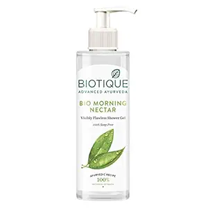 Biotique Bio Morning Nectar (Visibly Flawless Shower Gel, 100% Soap Free) Body Wash, 200 ml