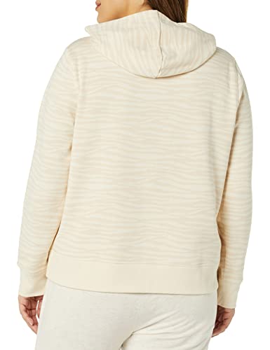 AMAZON ESSENTIALS WOMEN’S REGULAR-FIT FLEECE PULLOVER HOODIE (AVAILABLE IN PLUS SIZE), ECRU ZEBRA STRIPE PRINT, X-SMALL
