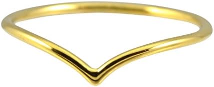 AppleLatte Single Chevron Ring, Gold Plated Size 7