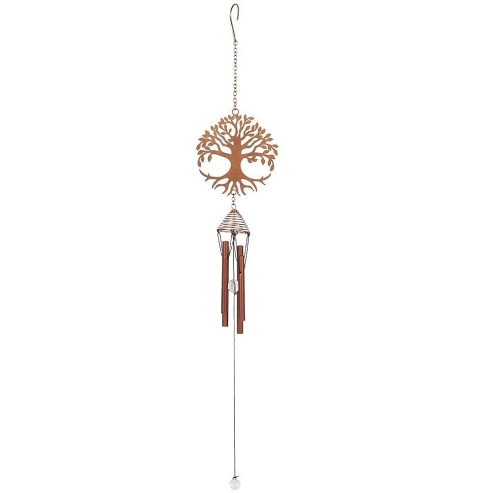 Elegant Copper-Toned Tree of Life Windchime - 60cm x 10cm (1 Pc.) - With Metal Silhouette, Faceted Plastic Balls that Glisten in Sunlight - Perfect Indoor & Outdoor Decor