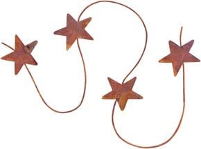 Flexible Wire With Rusty Stars Garland Country Primitive Decor