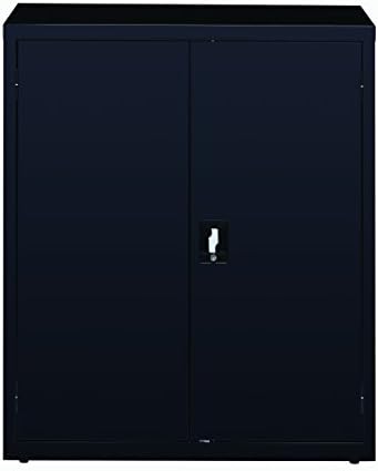 Office Dimensions Welded Steel Storage Cabinet with 2 Adjustable Shelves, 18"D x 36"W x 42"H, Black