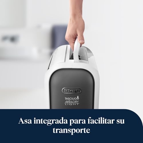 De'longhi tasciugo ariadry light dns65 desumidificador ionizante, tanque de 2,8 l, capacidade de extração de 6 l/d, filtro de poeira, função de secagem de roupas, silencioso, compacto, branco