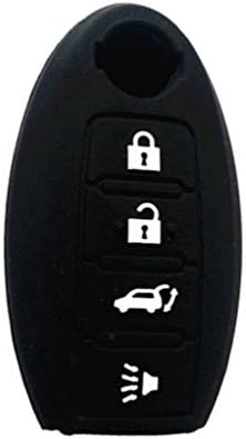 Black Silicone Replacement Key Fob Cover Chains Bag Holder replacement for Nissan Maxima Altima Gt-r Sentra Murano 4 Buttons