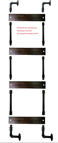 Yuanshikj 2Pc(47" Tall,3/4") 4 Tier Industrial Wall Mount Iron Pipe Shelf Shelves Shelving Bracket Floating Rustic Heavy Duty Retro DIY Open Bookshelf Storage Office Home Holder Black Hardware Only
