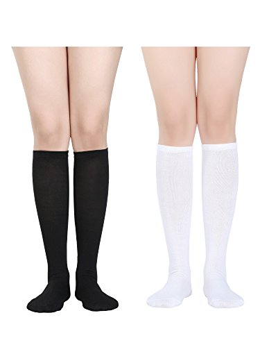 Satinior Women Knee High Socks Soft Boot Socks Cosplay Socks for Party, Halloween, School, One Size (Multicolor 3, 2 Pack)