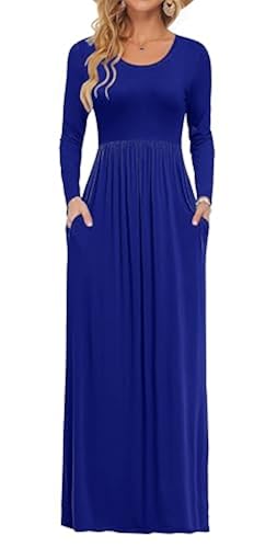 MISFAY Women's Long Sleeve Loose Plain Maxi Dresses Casual Long