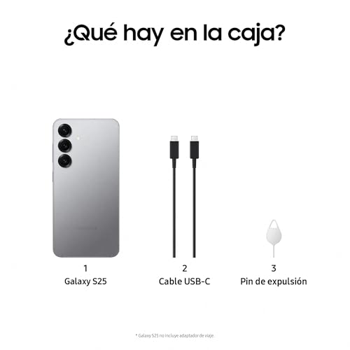 Galaxy S25 256GB Teléfono Móvil con IA, Galaxy AI, 12GB RAM, Cámara 50MP, Dual SIM, IP68, Garantía del Fabricante 3 Años + 1 Año Extra, Color Gris (Versión Española)