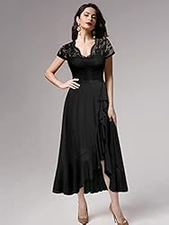 Miusol Women's V Neck Elegant Lace Ruffle