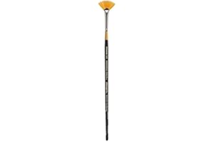 KINGART Premium Original Gold 9200-2/0 Fan Blender Series Artist Brush, Golden Taklon Synthetic Hair, Short Handle, for Acryl