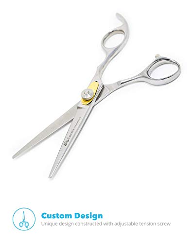 Equinox Professional Grooming Hair Cutting Scissors Kit - 6.5" Hair Cutting Shears and 6.5" Hair Thinning Scissors with Professional Steel Straight Edge Razor and 100 Derby Shaving Blades - Thumbnail 4