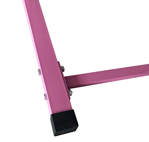 X-Factor 5 Ft Horizontal Bar Athletic Teens Adjustable Gymnastics 280 LB Capacity Children Junior Training Kip Bars Pink with 4' Ft x 8' Ft Gymnastic Mat Set - Thumbnail 5