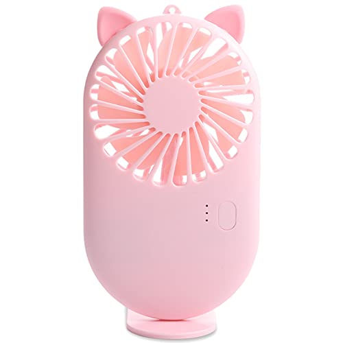 Aeergured Mini Portable Powerful Personal Desk Fan - Handheld Speed Adjustable USB Rechargeable Pocket Eyelash Fan for Women Girls - Home Office Indoor Outdoor Pink