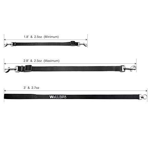 Wellbro 3 in 1 Durable Nylon Dog Leash with Padded Handle, Three- Way Pet Leash with a Coupler, Adjustable and Detachable, Lead for Small, Medium Dogs (Black) - Thumbnail 5