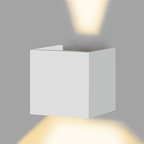 Awakingdemi 7W Led Wall Sconces Wall Lights IP67 Surface Mounted Outdoor Cube Lamp Waterproof Up & Down (White Warm White)
